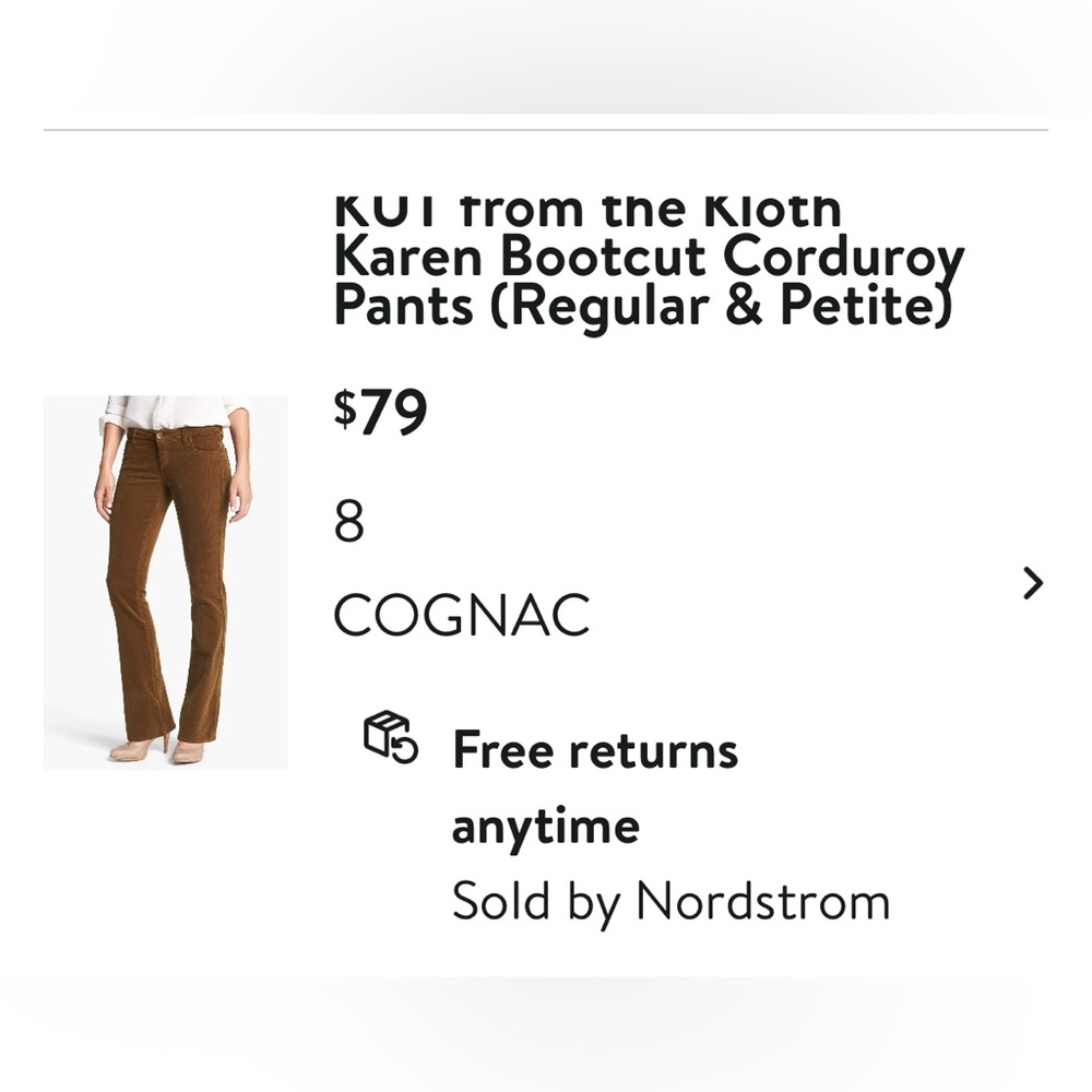 Kut from the Kloth Corduroy pants  - Cognac size 8 - Picture 2 of 7